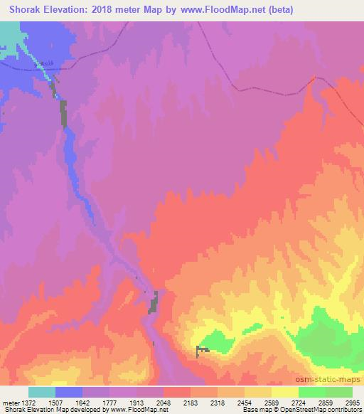 Shorak,Afghanistan Elevation Map