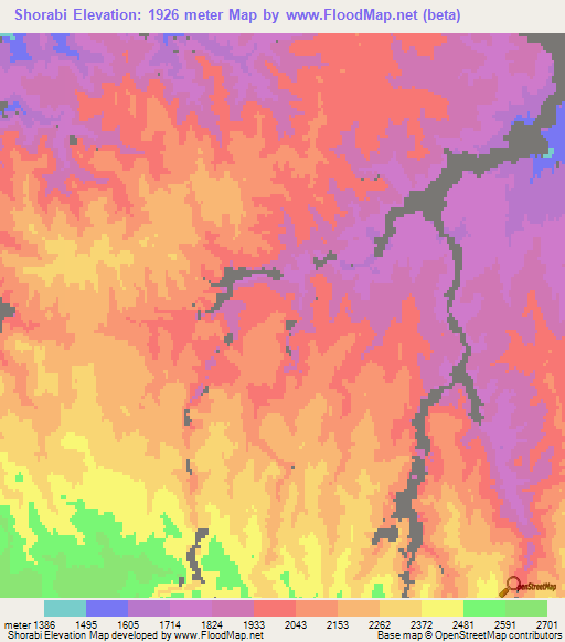 Shorabi,Afghanistan Elevation Map