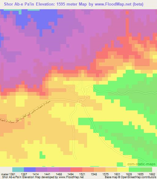 Shor Ab-e Pa'in,Afghanistan Elevation Map