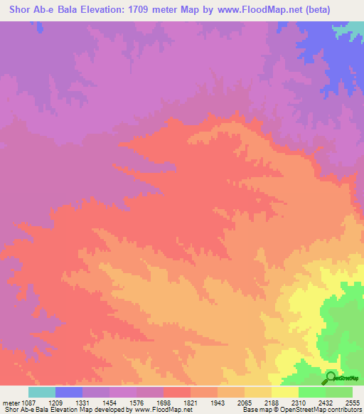 Shor Ab-e Bala,Afghanistan Elevation Map
