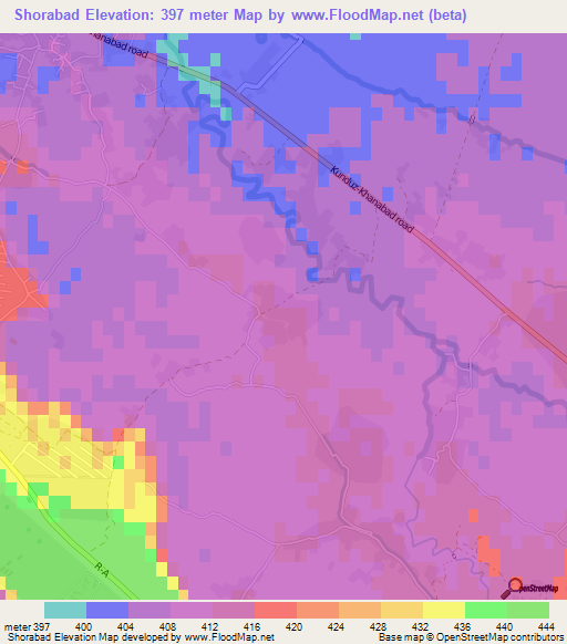 Shorabad,Afghanistan Elevation Map