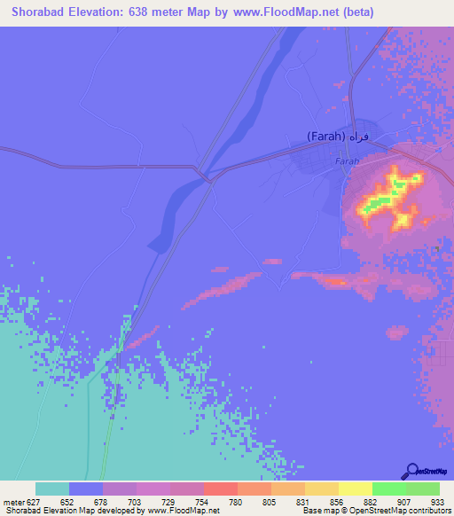 Shorabad,Afghanistan Elevation Map