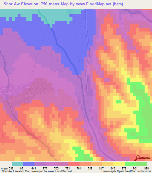 Shor Aw,Afghanistan Elevation Map