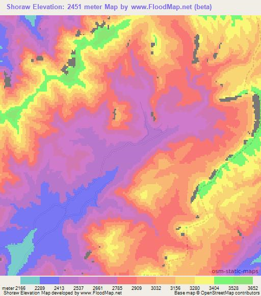 Shoraw,Afghanistan Elevation Map