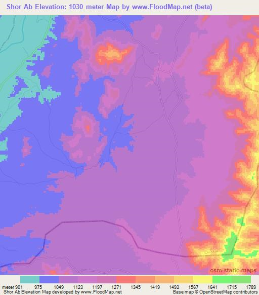 Shor Ab,Afghanistan Elevation Map