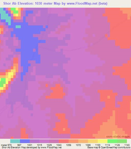 Shor Ab,Afghanistan Elevation Map