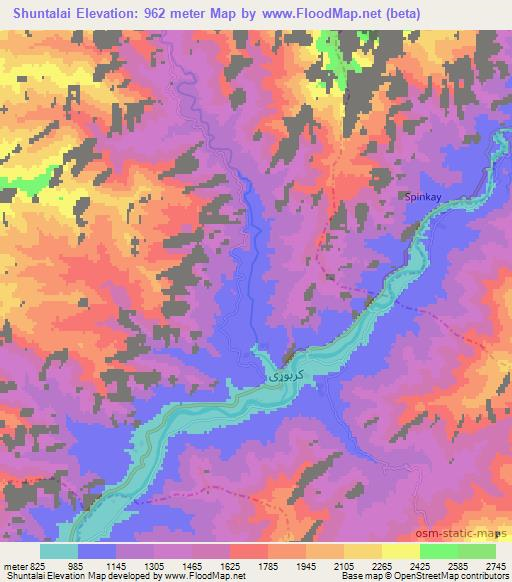 Shuntalai,Afghanistan Elevation Map
