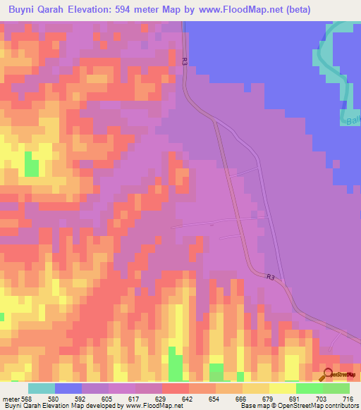 Buyni Qarah,Afghanistan Elevation Map