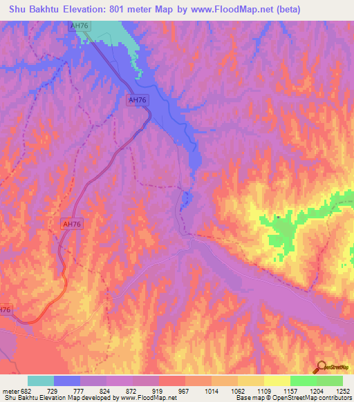 Shu Bakhtu,Afghanistan Elevation Map