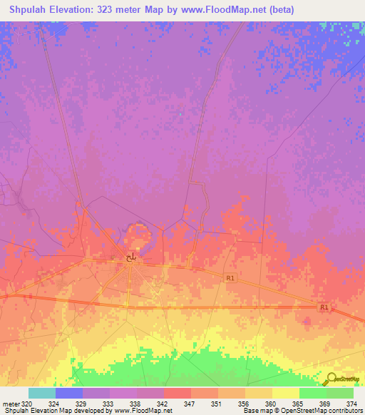 Shpulah,Afghanistan Elevation Map