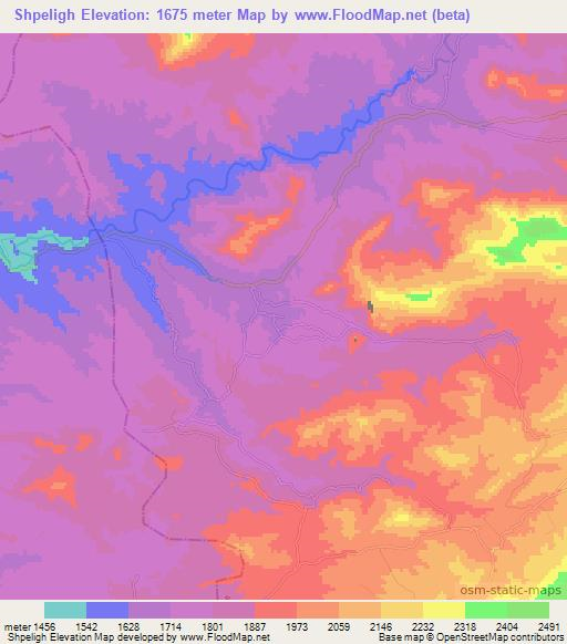 Shpeligh,Afghanistan Elevation Map