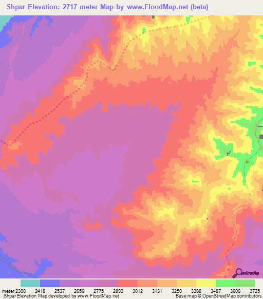 Shpar,Afghanistan Elevation Map