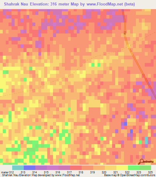 Shahrak Nau,Afghanistan Elevation Map