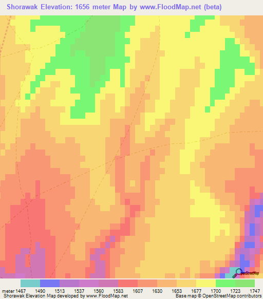 Shorawak,Afghanistan Elevation Map