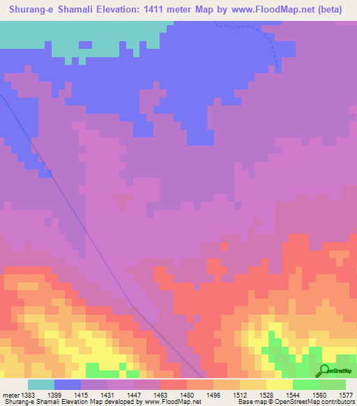 Shurang-e Shamali,Afghanistan Elevation Map