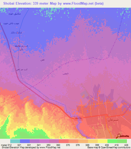 Shobai,Afghanistan Elevation Map
