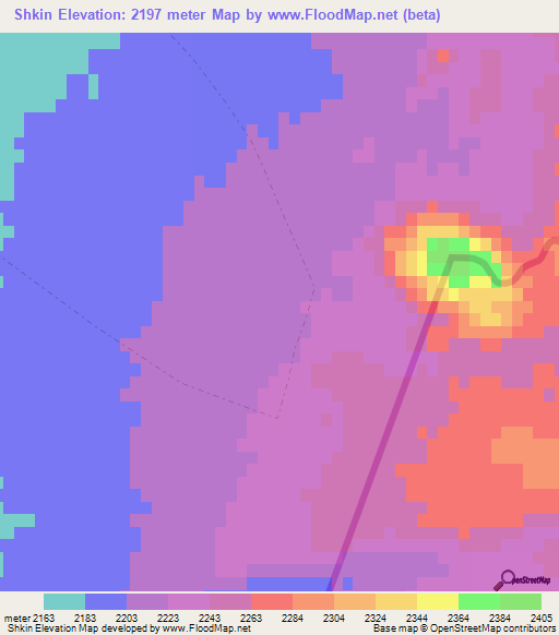 Shkin,Afghanistan Elevation Map