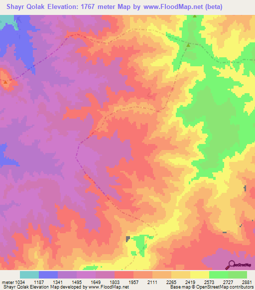 Shayr Qolak,Afghanistan Elevation Map
