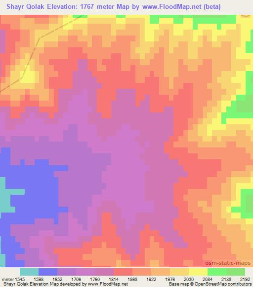 Shayr Qolak,Afghanistan Elevation Map