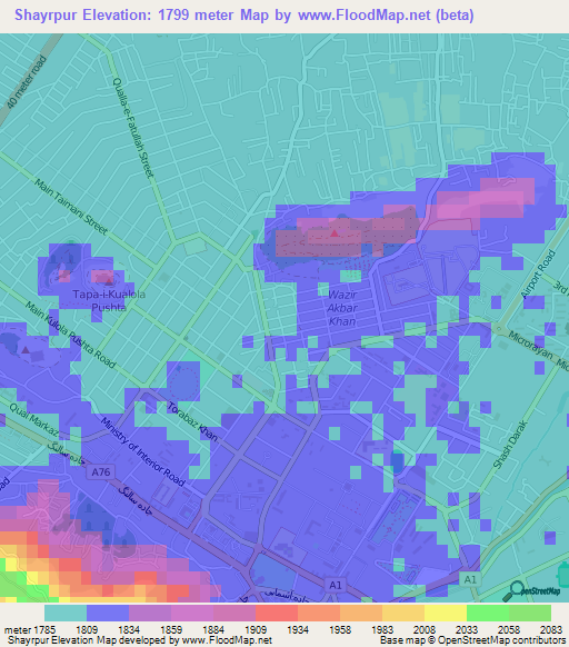 Shayrpur,Afghanistan Elevation Map