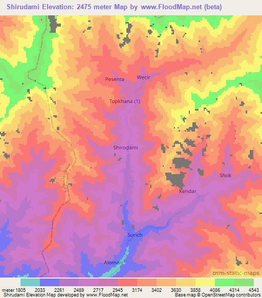 Shirudami,Afghanistan Elevation Map