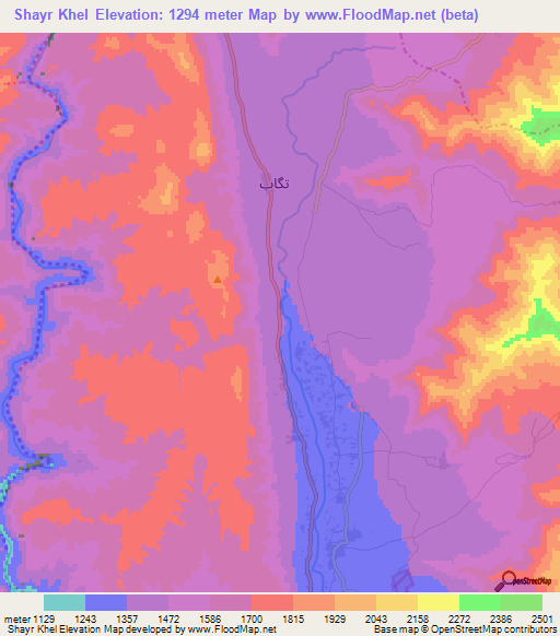Shayr Khel,Afghanistan Elevation Map