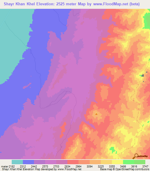 Shayr Khan Khel,Afghanistan Elevation Map