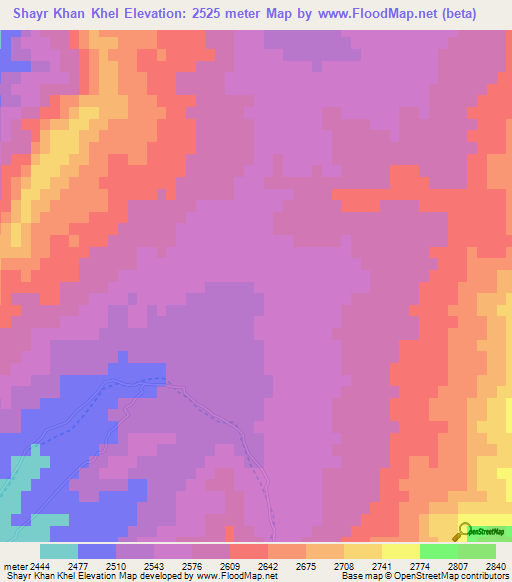 Shayr Khan Khel,Afghanistan Elevation Map