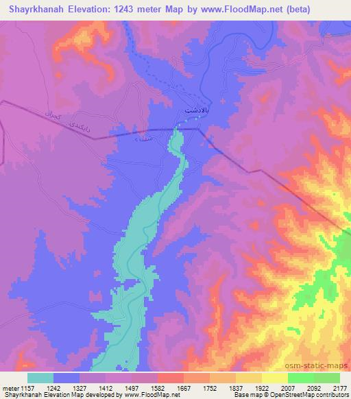 Shayrkhanah,Afghanistan Elevation Map