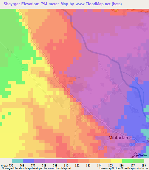 Shayrgar,Afghanistan Elevation Map