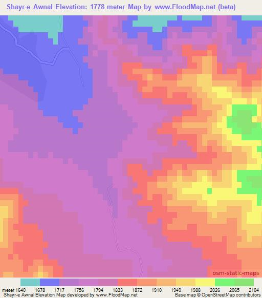 Shayr-e Awnal,Afghanistan Elevation Map