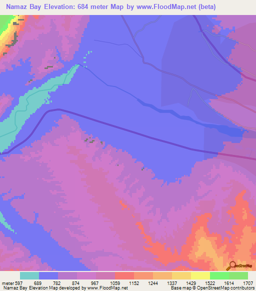 Namaz Bay,Afghanistan Elevation Map