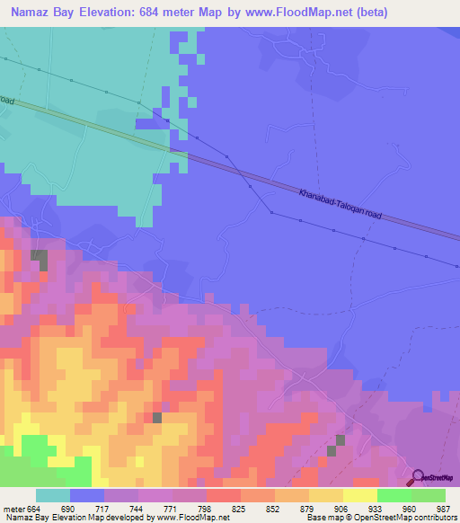 Namaz Bay,Afghanistan Elevation Map