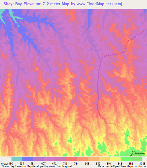 Shayr Bay,Afghanistan Elevation Map