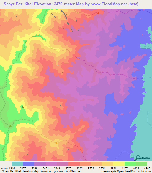 Shayr Baz Khel,Afghanistan Elevation Map
