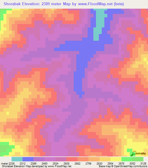 Shorabak,Afghanistan Elevation Map