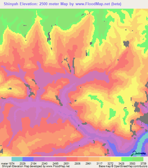 Shinyah,Afghanistan Elevation Map