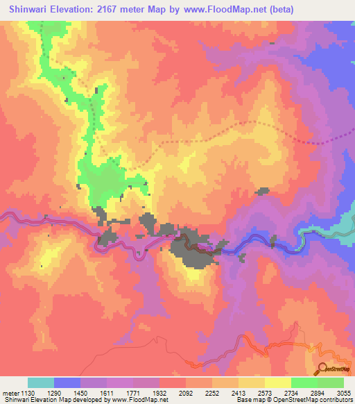 Shinwari,Afghanistan Elevation Map