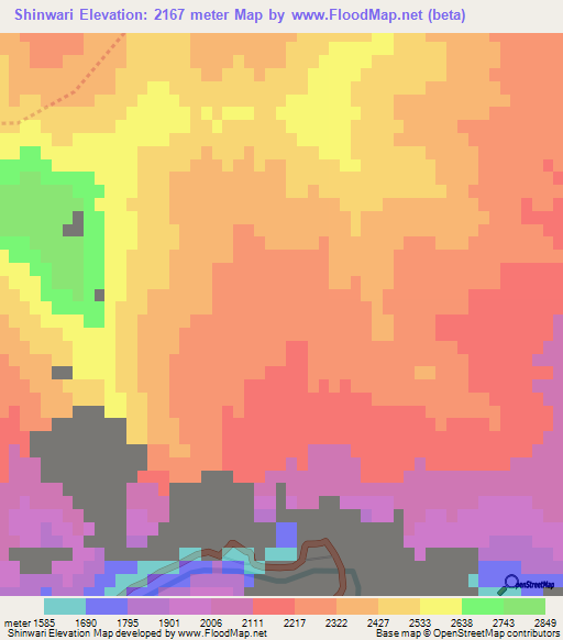 Shinwari,Afghanistan Elevation Map