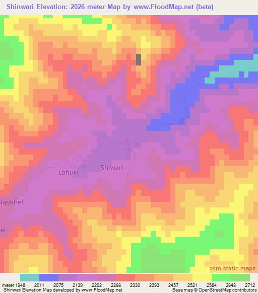 Shinwari,Afghanistan Elevation Map