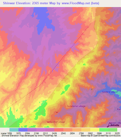 Shinwar,Afghanistan Elevation Map