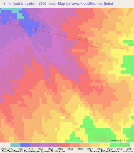 Shin Tsah,Afghanistan Elevation Map