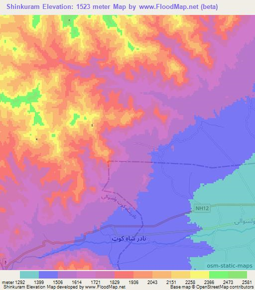 Shinkuram,Afghanistan Elevation Map