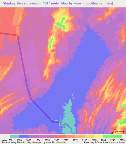 Shinkay Kelay,Afghanistan Elevation Map