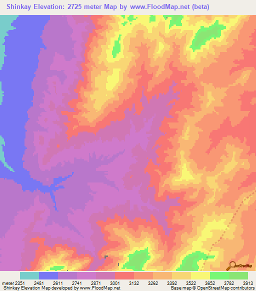 Shinkay,Afghanistan Elevation Map