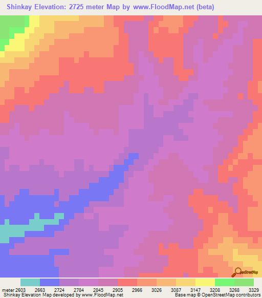 Shinkay,Afghanistan Elevation Map