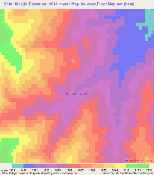 Shini Masjid,Afghanistan Elevation Map
