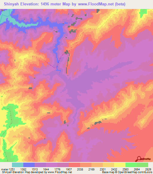 Shinyah,Afghanistan Elevation Map