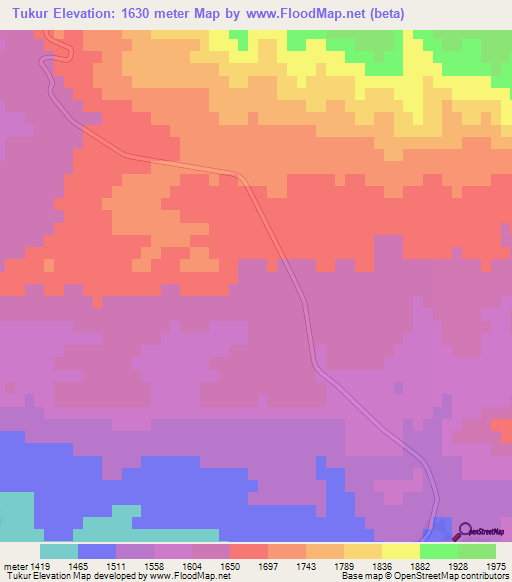 Tukur,Iran Elevation Map