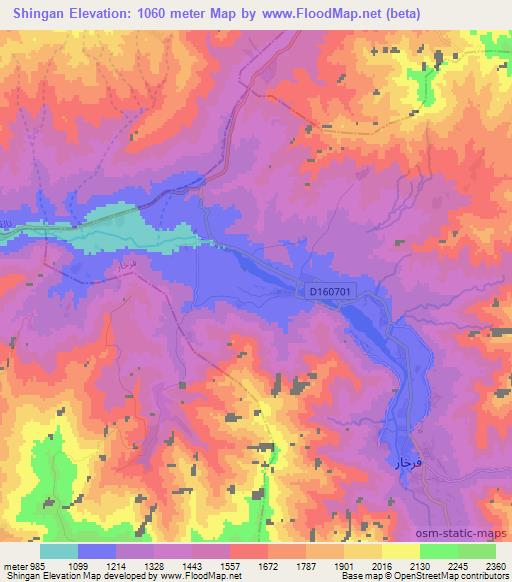 Shingan,Afghanistan Elevation Map